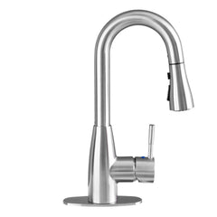 Tehila Stainless Steel Finish Low Profile Pull-Down Faucet by Utility-Sink.com