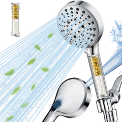 Filtered Shower Head with Handheld, High Pressure 9-Spray Showerhead with Hose and Bracket by brightshowers
