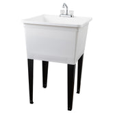 Tehila Basics Freestanding White Utility Sink with Chrome Finish Dual Handle Utility Faucet by Utility-Sink.com