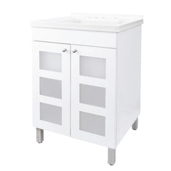 Tehila White Vanity Cabinet and White Utility Sink, No Supply Lines, No Strainer Basket by Utility-Sink.com
