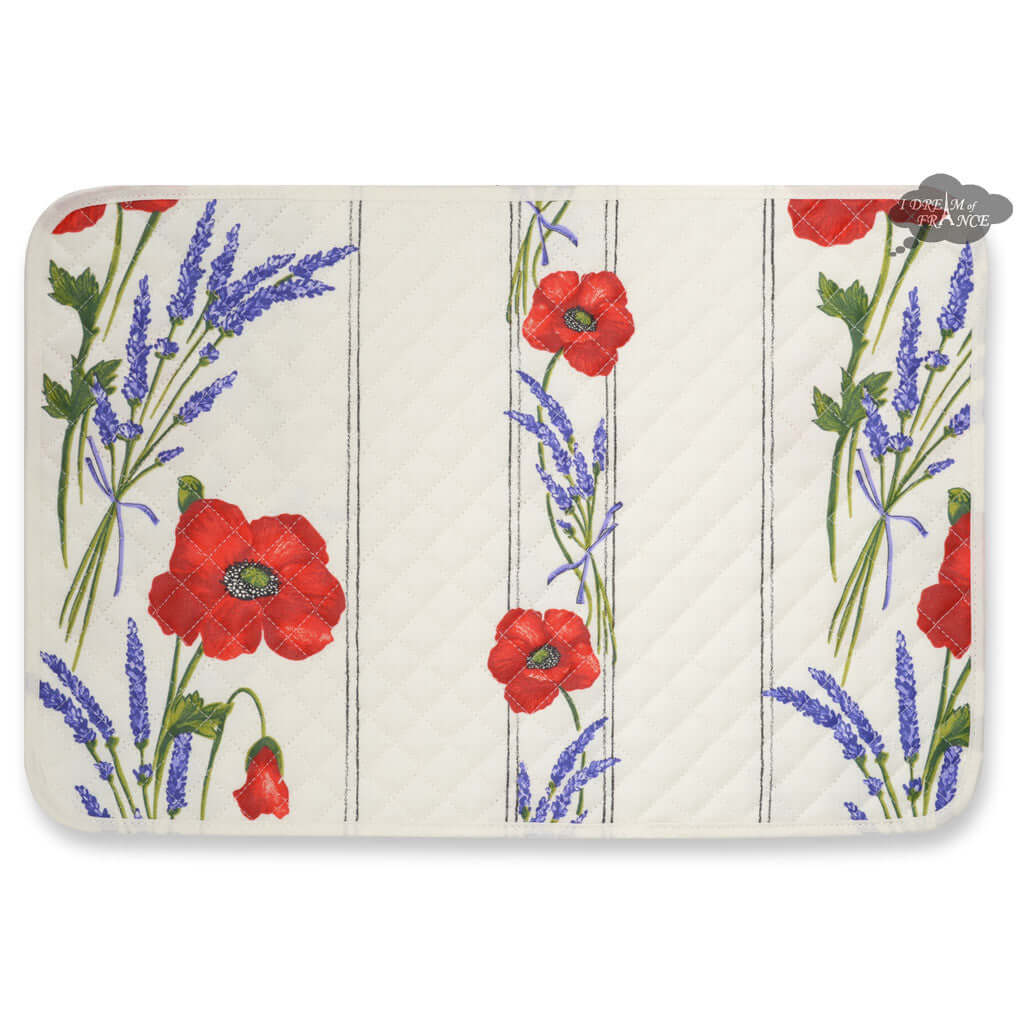 French Provencal placemat - Cotton - Poppies ivory - Tissus Toselli by I Dream of France