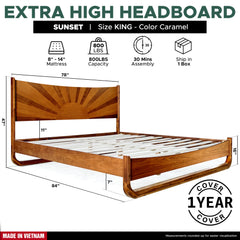 Sunset Solid Wood Bed Frame With Headboard by Megsu