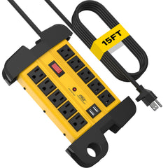 CRST 10-Outlet Metal Power Strip Surge Protector, 2800 Joules, 15ft with Cord Management by CRST