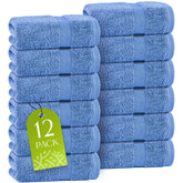 Light Blue Washcloths Set 12 Pack for Body Face Towel 12x12 Inch Cotton Wash Cloths Bulk Spa Fingertip Wash Clothes Soft Absorbent Gym Towels by Zamzamas
