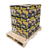 Stack of boxes on a wooden pallet with a white background