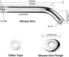 10 Inch Solid Brass Shower Head Extension Arm, Wall Mounted Shower Pipe Arm by brightshowers
