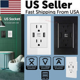 Dual USB Wall Outlet Port 15A Power Socket Charger AC Receptacle Plate by Homemaintenancesupplies2