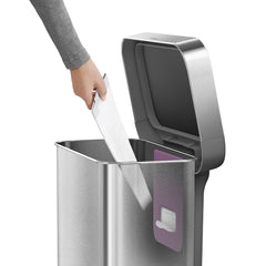 simplehuman 45L Step Trash Can - Soft-Close Grey Plastic Lid