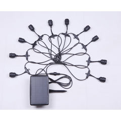 27ft Solar Black Indoor/Outdoor String Light with 10 White LED Bulbs
