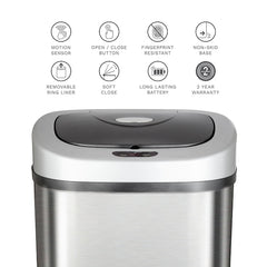NINESTARS 21.1 Gallon Motion Sensing Trash Can - Stainless Steel