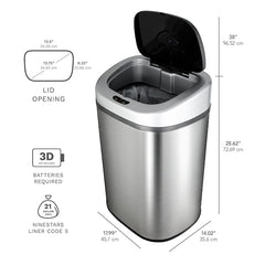 NINESTARS 21.1 Gallon Motion Sensing Trash Can - Stainless Steel