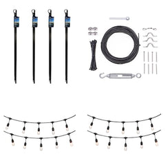27ft Solar Black Indoor/Outdoor String Light with 10 White LED Bulbs