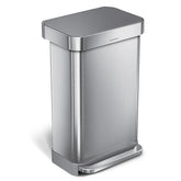 Silver rectangular trash can on a white background