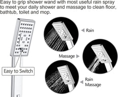 Square 3-Spray Handheld Shower Head Set with Hose and Shower Arm Mount Bracket by brightshowers