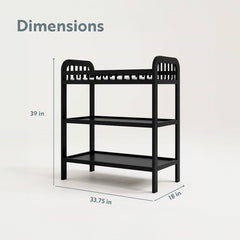 Baby Changing Table in Black Wood Finish with Safety Rail and Changing Pad by FastFurnishings