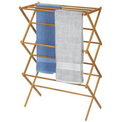 Folding Laundry Clothes Drying Rack in Bamboo Wood by FastFurnishings