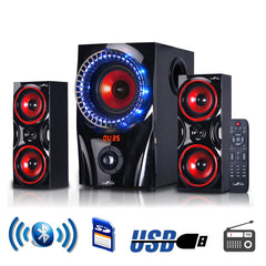 beFree Sound 2.1 Channel Bluetooth Surround Sound Speaker System in Red by BEFREE SOUND
