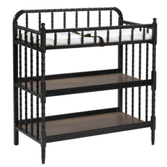 Changing Table in Black Wood Finish with 1-inch Waterproof Changing Pad by FastFurnishings