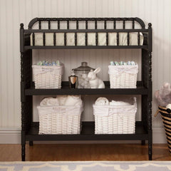 Changing Table in Black Wood Finish with 1-inch Waterproof Changing Pad by FastFurnishings