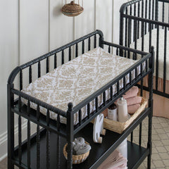 Changing Table in Black Wood Finish with 1-inch Waterproof Changing Pad by FastFurnishings