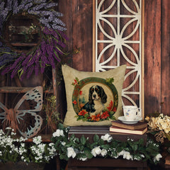 English Springer Spaniel Christmas Flowers Throw Pillow by Caroline's Treasures
