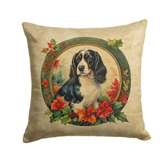 English Springer Spaniel Christmas Flowers Throw Pillow by Caroline's Treasures