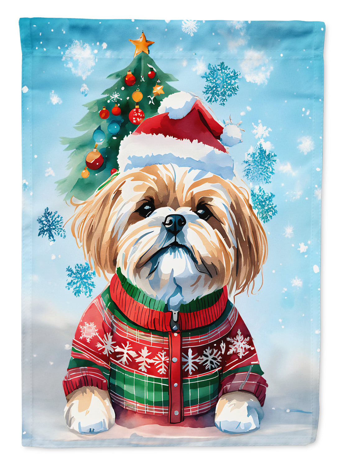 Lhasa Apso Christmas House Flag by Caroline's Treasures