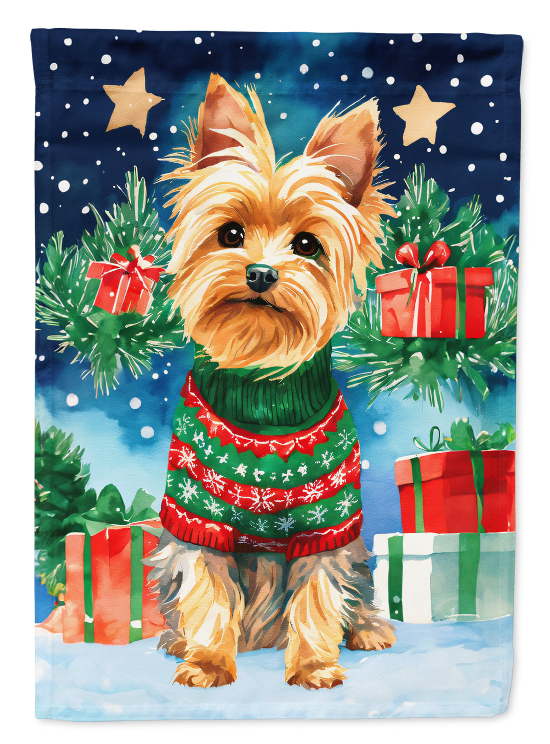Yorkshire Terrier Yorkie Christmas House Flag by Caroline's Treasures