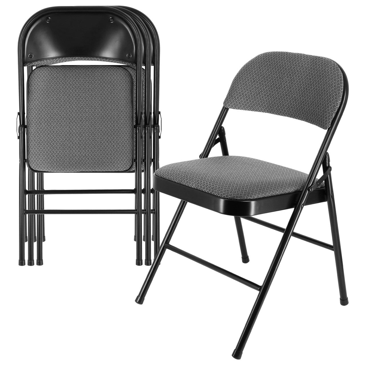 Elama 4 Piece Metal Folding Chair with Padded Seats in Gray by Elama