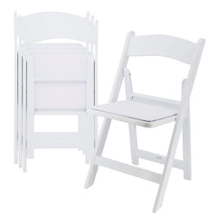 Elama 4 Piece Plastic Folding Resin Chair in White with Removable Seat Pad by Elama