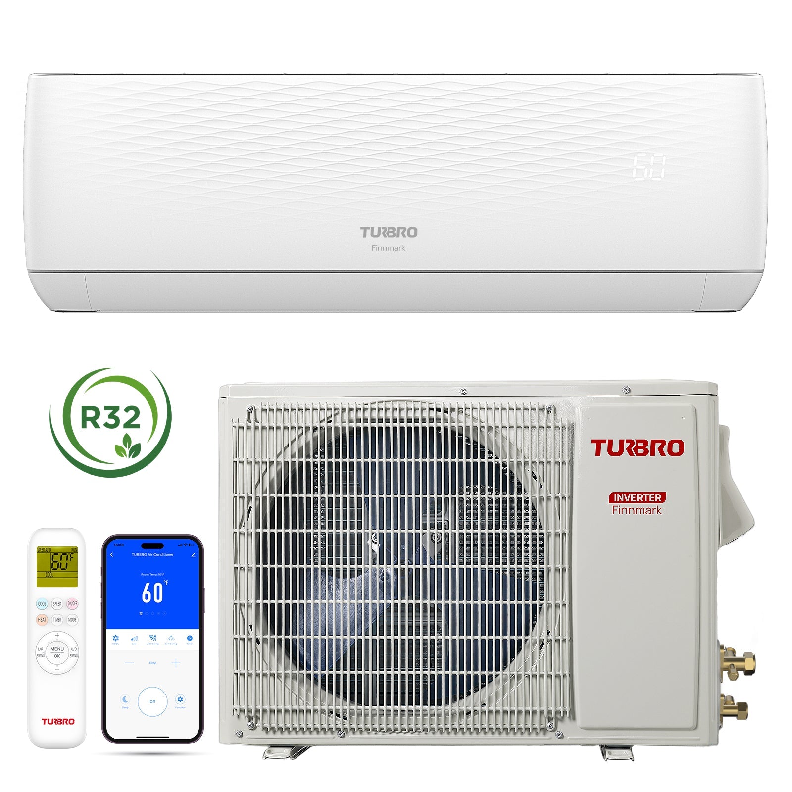 (Open Box) Finnmark Single Zone Mini Split AC (R32) by TURBRO