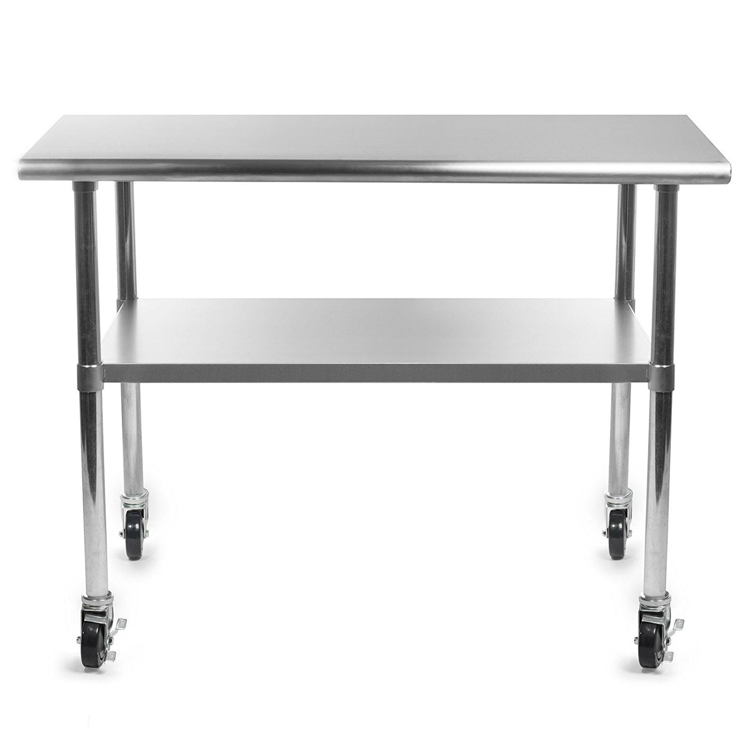 Stainless Steel 48 x 24-inch Kitchen Prep Table with Casters by FastFurnishings