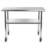 Stainless Steel 48 x 24-inch Kitchen Prep Table with Casters by FastFurnishings
