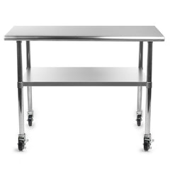 Stainless Steel 48 x 24-inch Kitchen Prep Table with Casters by FastFurnishings