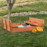 Sturdy Brown Cedar Kids Complete Seated Bench Sandbox by FastFurnishings