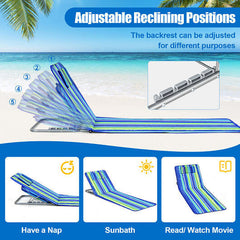 3 Pieces Beach Lounge Chair Mat Set 2 Adjustable Lounge Chairs with Table Stripe-Stripe by Homemaintenancesupplies2
