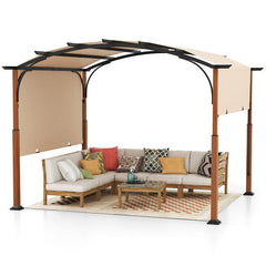 10 x 12 FT Outdoor Retractable Pergola with Retractable Canopy for Patio-Beige by Homemaintenancesupplies2