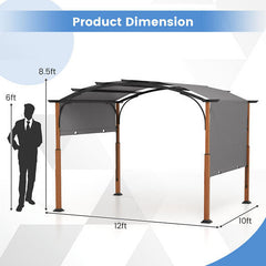 10 x 12 FT Outdoor Retractable Pergola with Retractable Canopy for Patio-Beige by Homemaintenancesupplies2