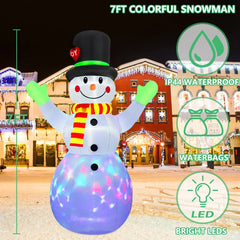 2.4m Rotating Snowman Inflatable Christmas Decoration with LED Lights by CAN