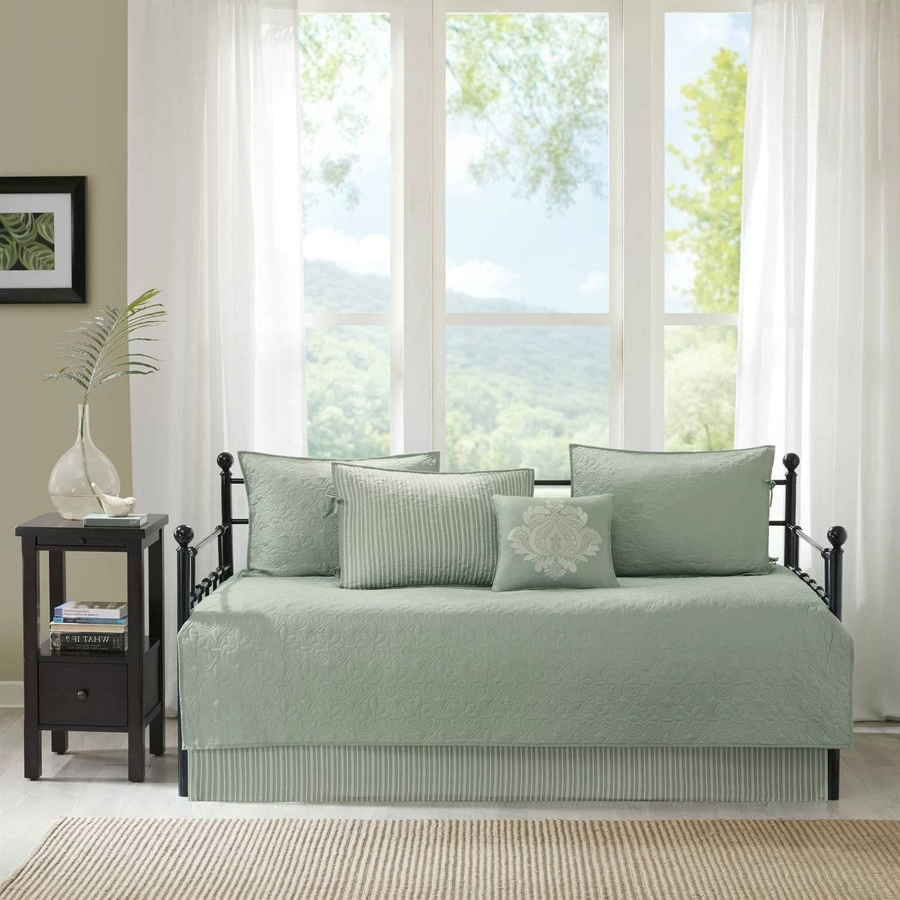 6-Piece Country Cottage Quilted Seafoam Green Reversible Daybed Cover Set by Homemaintenancesupplies2