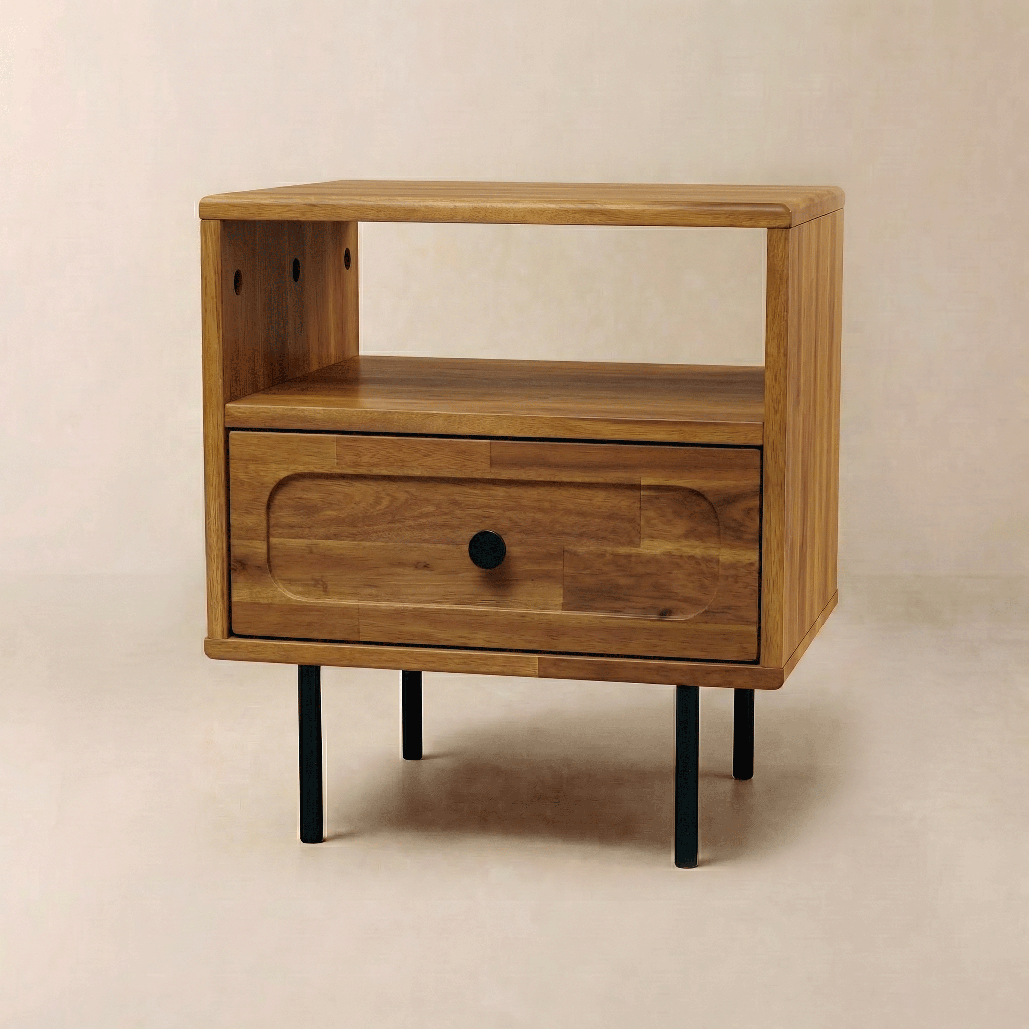 Savana Solid Wood Single-Drawer Nightstand by Megsu