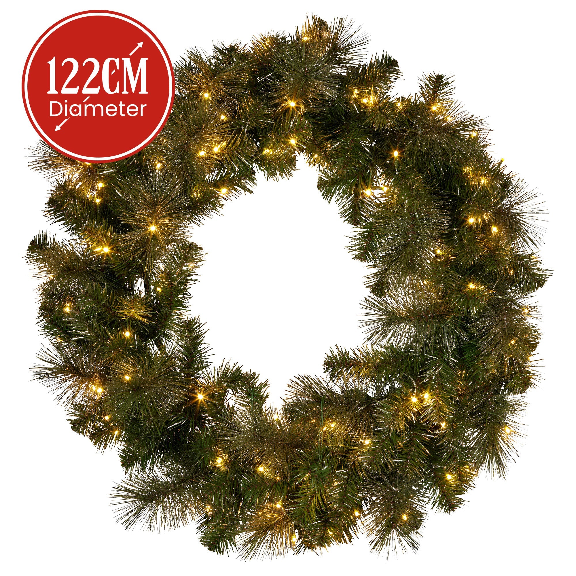 Christabelle 1.22m Split 2pc Christmas Wreath with LED Lights Pine Dual Front Doors Decoration Ornament by Xanadu Living