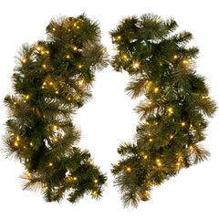 Christabelle 1.22m Split 2pc Christmas Wreath with LED Lights Pine Dual Front Doors Decoration Ornament by Xanadu Living
