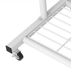 White Modern Garment Rack Clothes Hanging Rod with Lockable Wheels by FastFurnishings