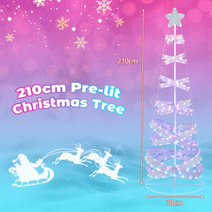 NNECW 210 cm Outdoor Spiral Christmas Tree with 341 LED Lights for Party/Home Decoration-2 pieces by NNECW