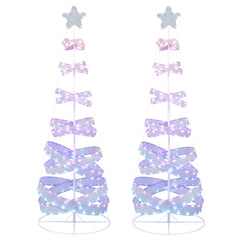 NNECW 210 cm Outdoor Spiral Christmas Tree with 341 LED Lights for Party/Home Decoration-2 pieces by NNECW