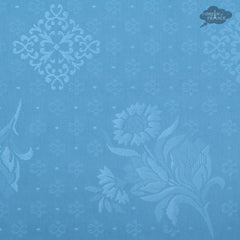 62" Square Moustiers Blue Matelassé Tablecloth by Tissus Toselli by I Dream of France