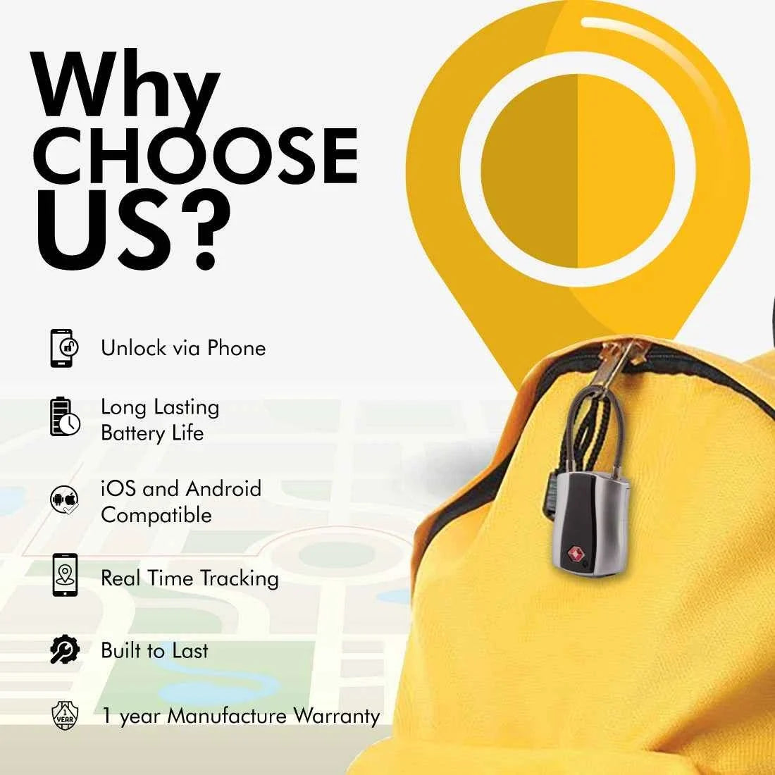 Dolphin Padlock by Dolphin Tracker I key less I Separation I Rechargeable Battery