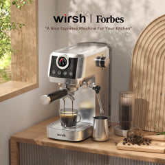 Wirsh 20 Bar Espresso Machine with Plastic Free Portafilter and Steamer, Pressure Gauge, Touch Screen, Full Stainless Steel (Home Barista Plus) by Wirsh
