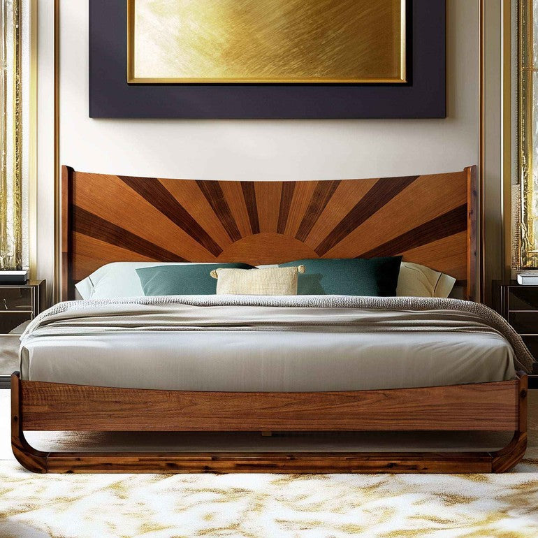 Sunset Solid Wood Bed Frame With Headboard by Megsu